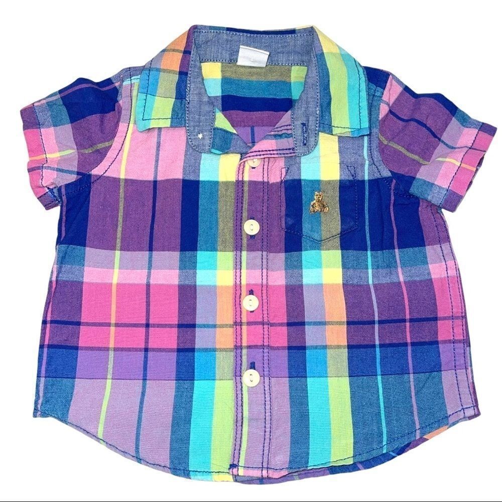 4/$25 - Baby Gap Pastel Plaid‎ Button Down Short Sleeve Shirt